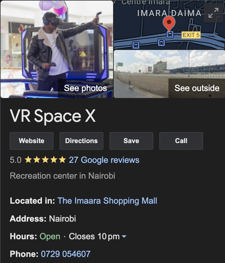 VR Space Google Business Profile